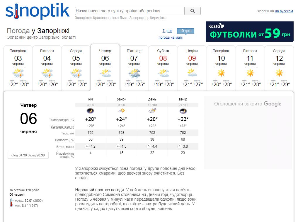 Дожди и грозы: какой будет погода в ближайшую неделю в Запорожье
