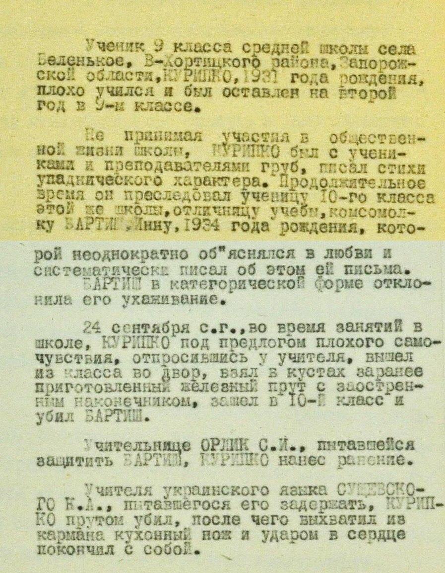 Архивы КГБ: как в запорожской школе 70 лет назад двоечник убил учителя и ученицу (ФОТО)