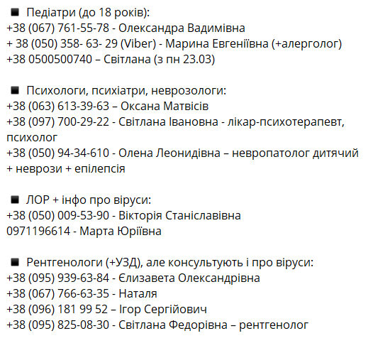 Десятки украинских медиков готовы проводить бесплатные онлайн-консультации по телефону (СПИСОК)