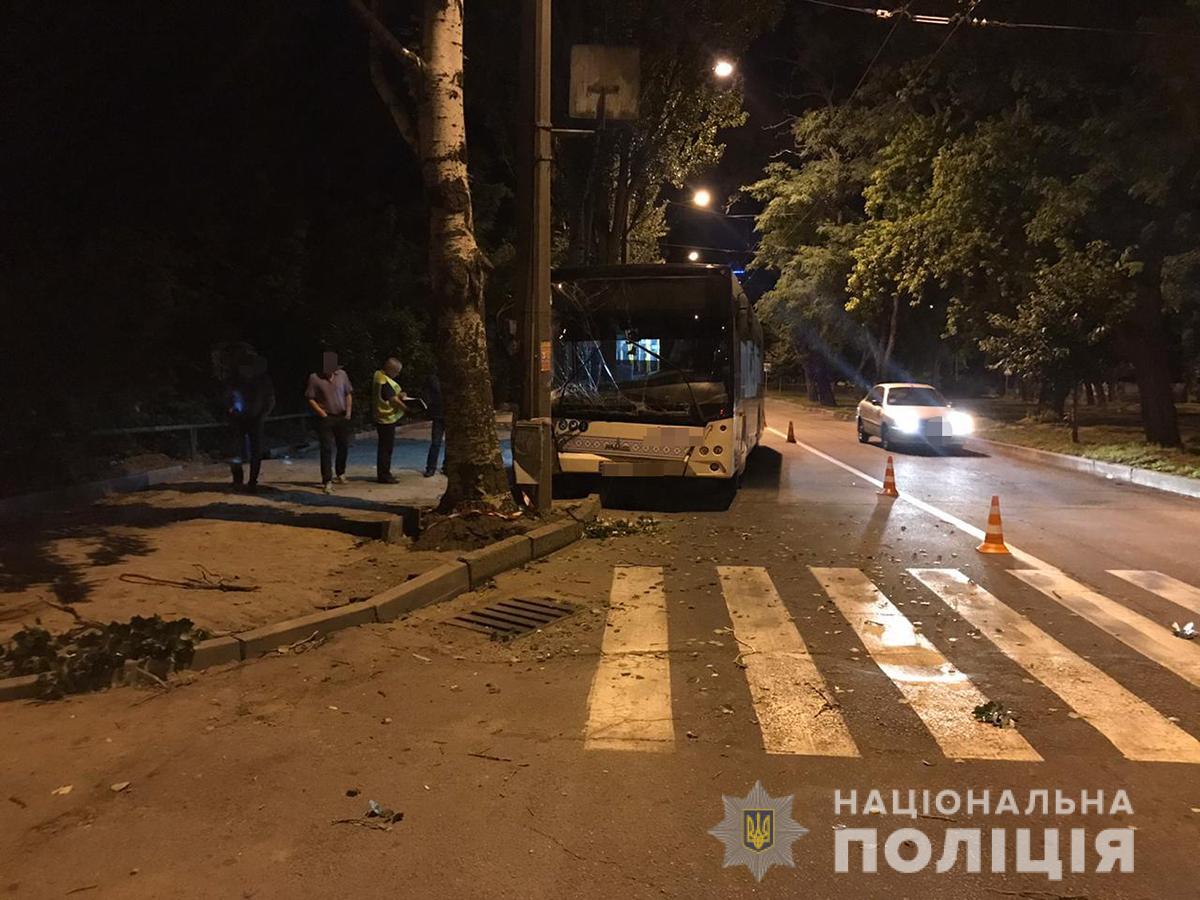 В центре Запорожья автобус с пассажирами въехал в столб: есть пострадавшие (ФОТО)