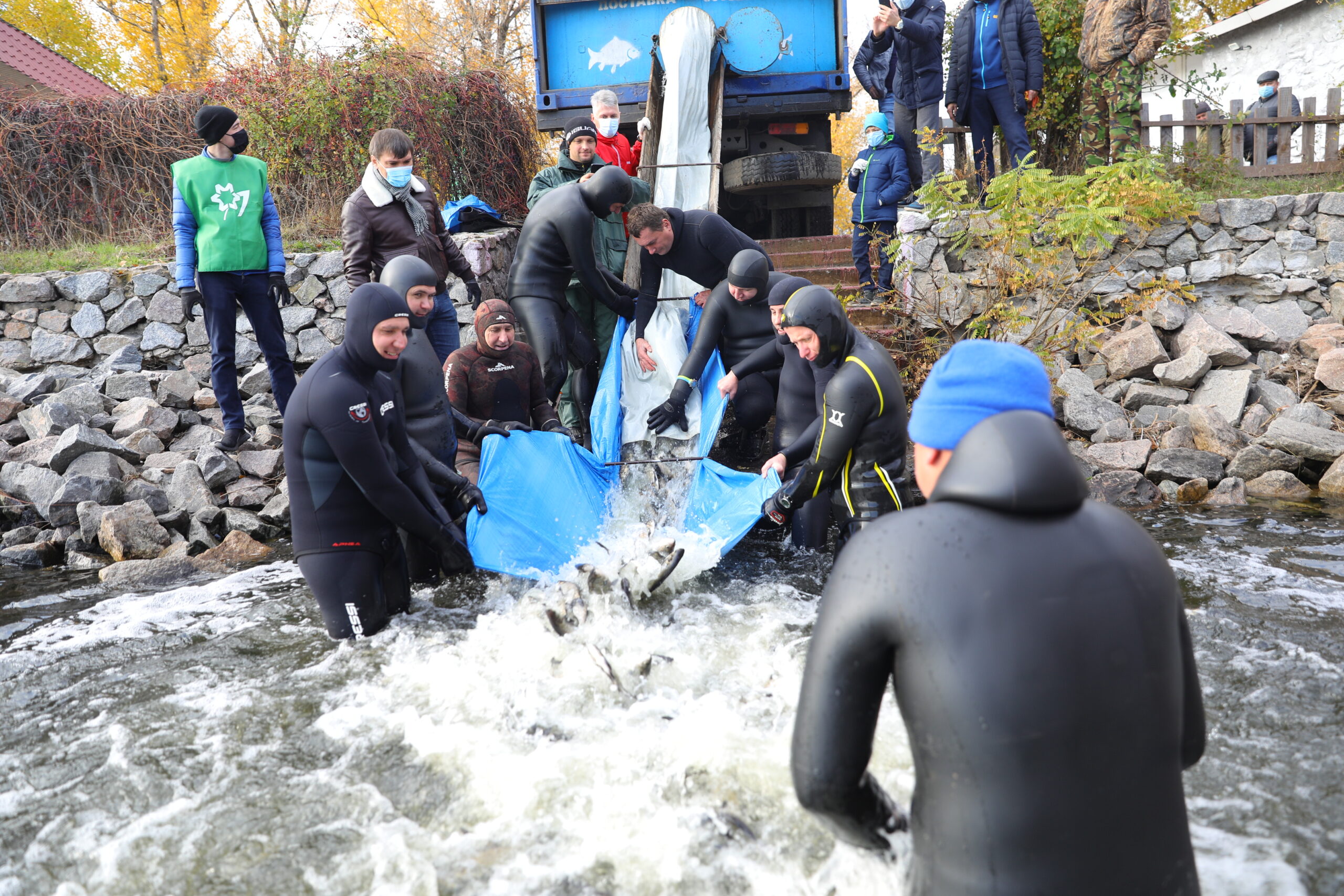 В рамках акции «Спасем Днепр вместе!» высажено 600 деревьев и выпущено в Днепр две тонны рыбы