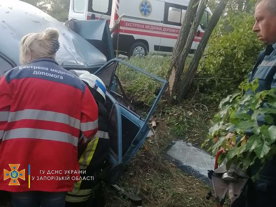 Авария на трассе под Запорожьем: машина всмятку, пассажирка с ребенком в больнице (ФОТО)